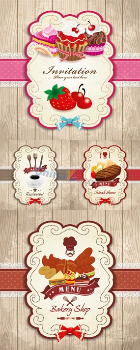 精美食物卡片矢量素材